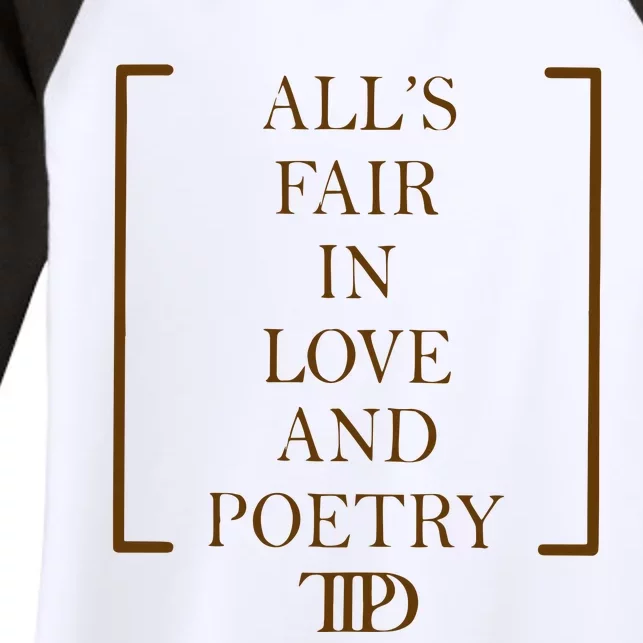 AllS Fair In Love And Poetry 2 Side Ttpd Women's Tri-Blend 3/4-Sleeve Raglan Shirt