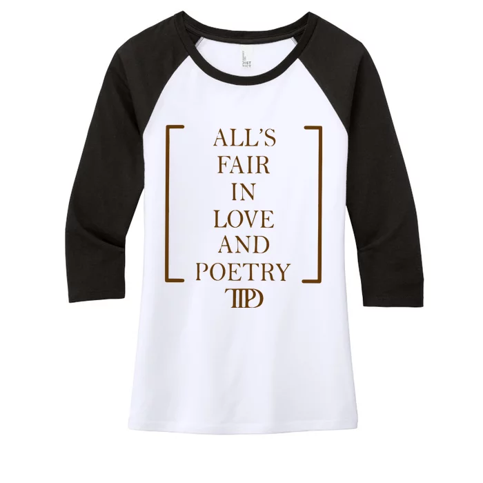 AllS Fair In Love And Poetry 2 Side Ttpd Women's Tri-Blend 3/4-Sleeve Raglan Shirt