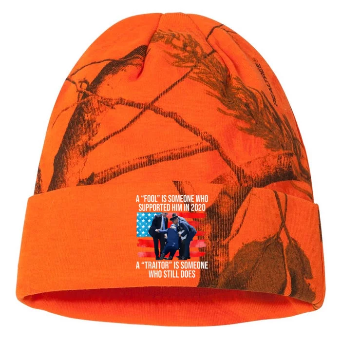 A Fool Is Someone Who Supported Him In 2024 Antibiden Kati - 12in Camo Beanie