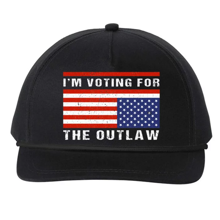 American Flag IM Voting For The Outlaw Trump 2024 Snapback Five-Panel Rope Hat