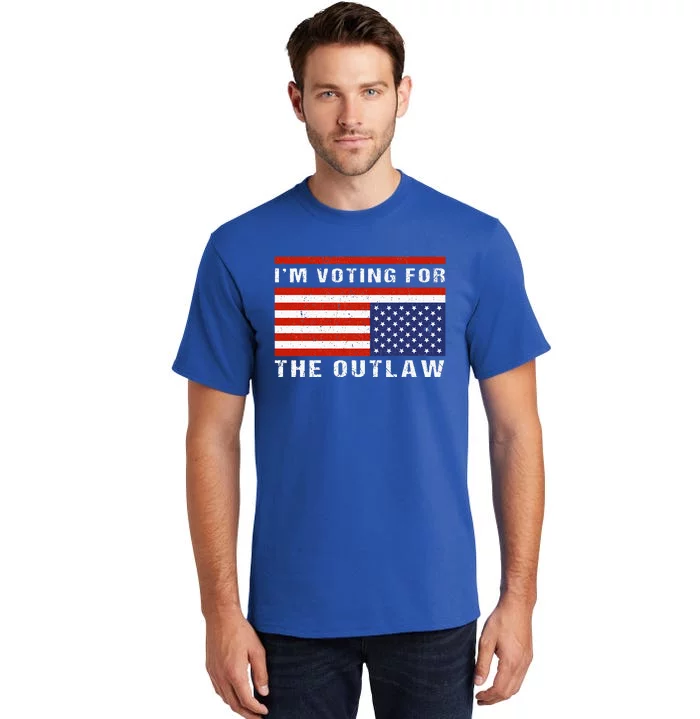 American Flag IM Voting For The Outlaw Trump 2024 Tall T-Shirt