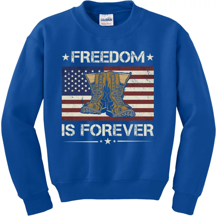 America Freedom Is Forever Army Veteran Gift Kids Sweatshirt