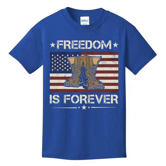 America Freedom Is Forever Army Veteran Gift Kids T-Shirt