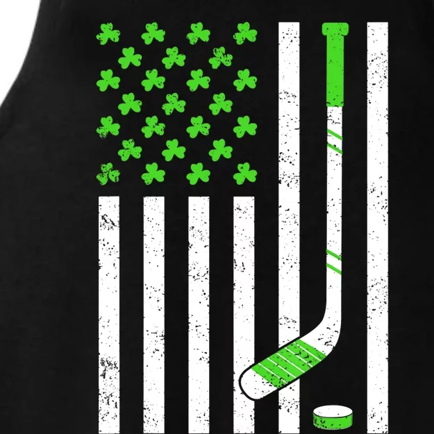 American Flag Irish Hockey Shamrock St Patricks Day Ladies Tri-Blend Wicking Tank