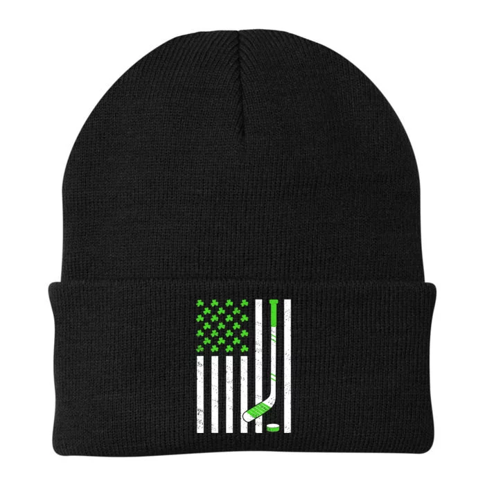 American Flag Irish Hockey Shamrock St Patricks Day Knit Cap Winter Beanie