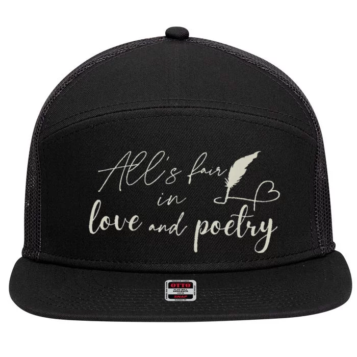 Alls Fair In Love & Poetry Valentines Day 7 Panel Mesh Trucker Snapback Hat