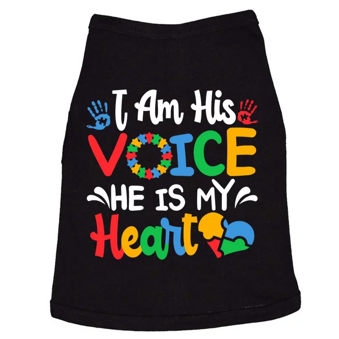 Autism Fathering I am His Voice He Is My Heart Autism Mom Doggie Tank