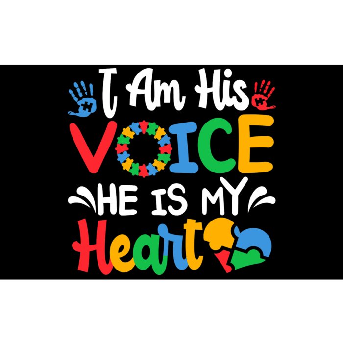 Autism Fathering I am His Voice He Is My Heart Autism Mom Bumper Sticker