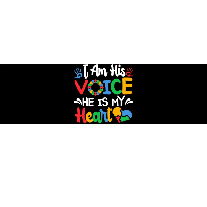 Autism Fathering I am His Voice He Is My Heart Autism Mom Bumper Sticker