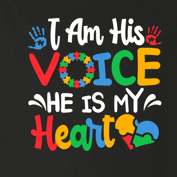 Autism Fathering I am His Voice He Is My Heart Autism Mom Toddler Long Sleeve Shirt