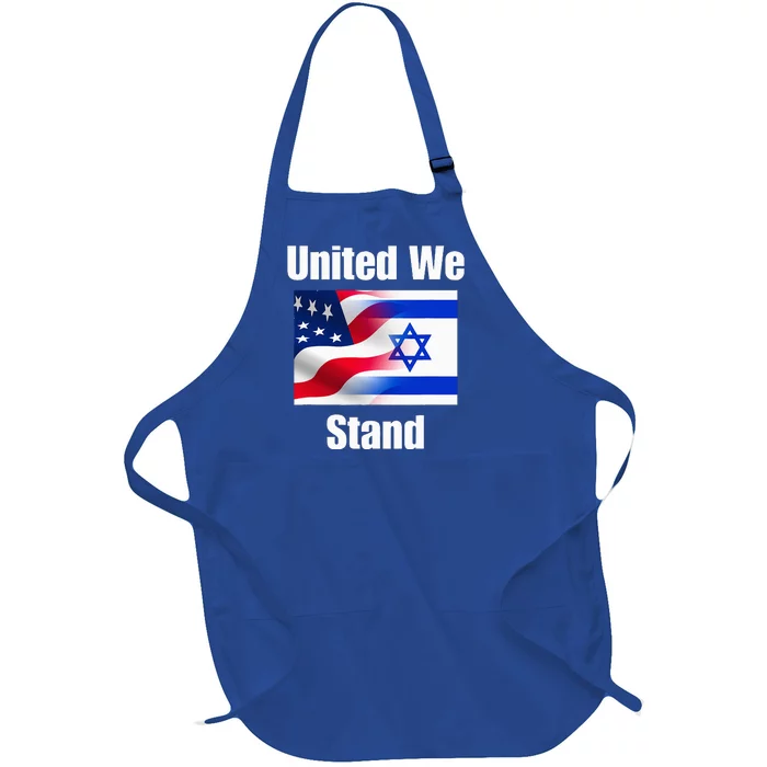 American Flag Israel Flag United We Stand Full-Length Apron With Pocket