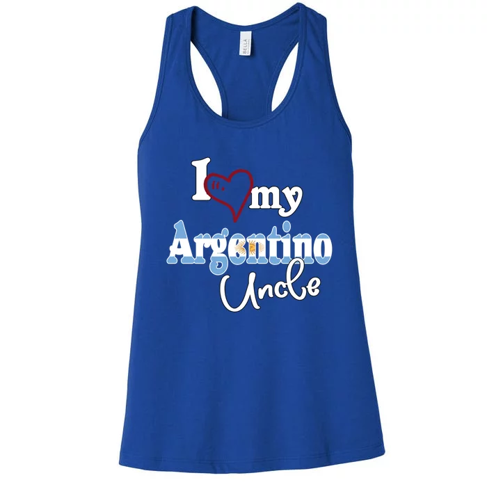 Argentinian Flag I Love My Argentino Uncle Remera Argentina Cool Gift Women's Racerback Tank