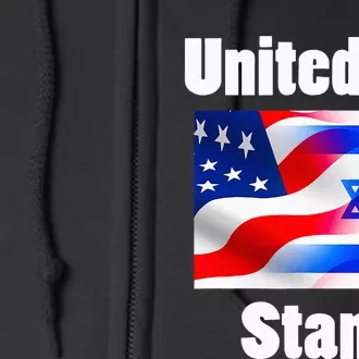 American Flag Israel Flag United We Stand Full Zip Hoodie