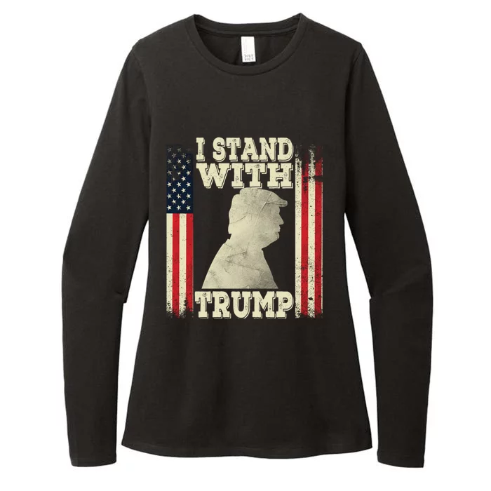 American Flag I Stand With Usa Vintage I Stand With Trump Funny Gift Womens CVC Long Sleeve Shirt