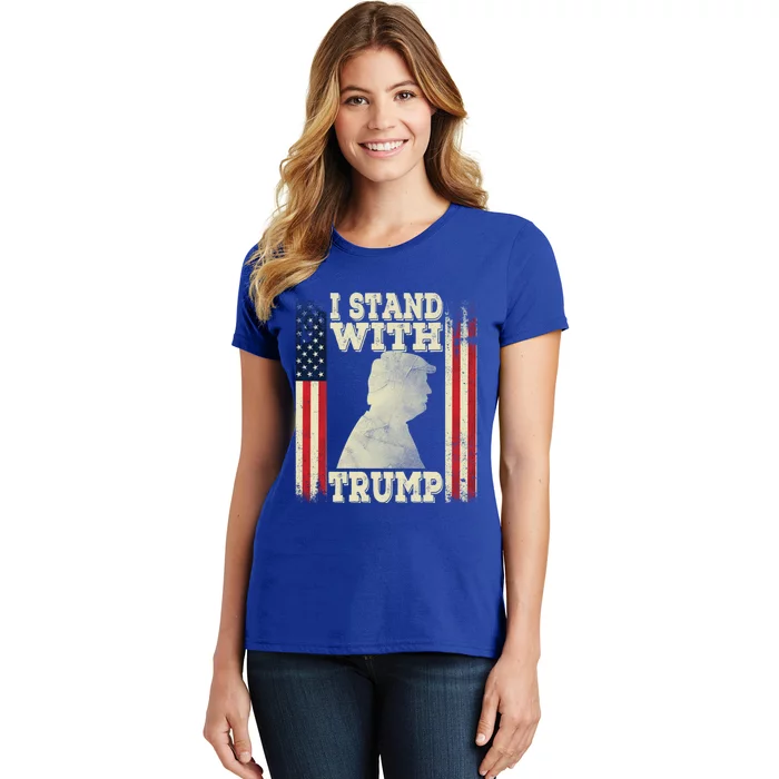 American Flag I Stand With Usa Vintage I Stand With Trump Funny Gift Women's T-Shirt