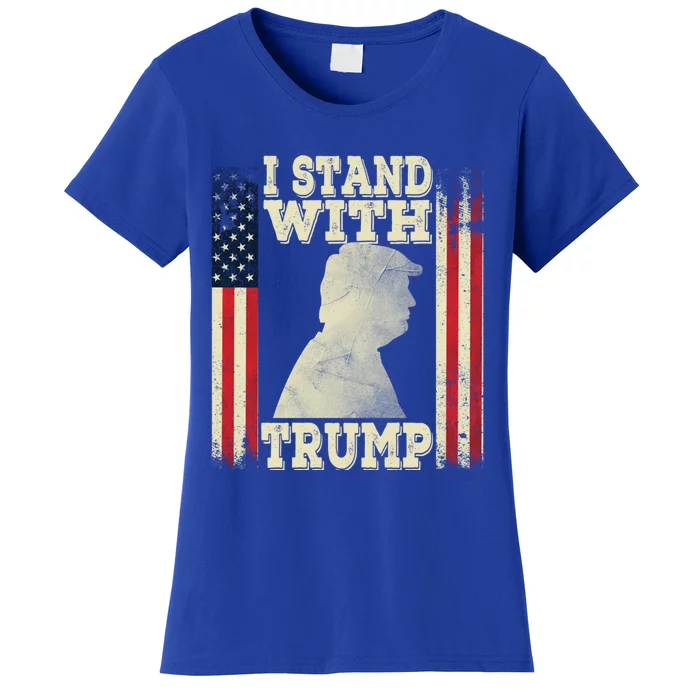 American Flag I Stand With Usa Vintage I Stand With Trump Funny Gift Women's T-Shirt