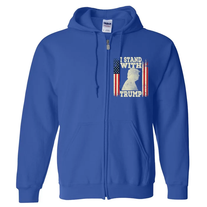 American Flag I Stand With Usa Vintage I Stand With Trump Funny Gift Full Zip Hoodie