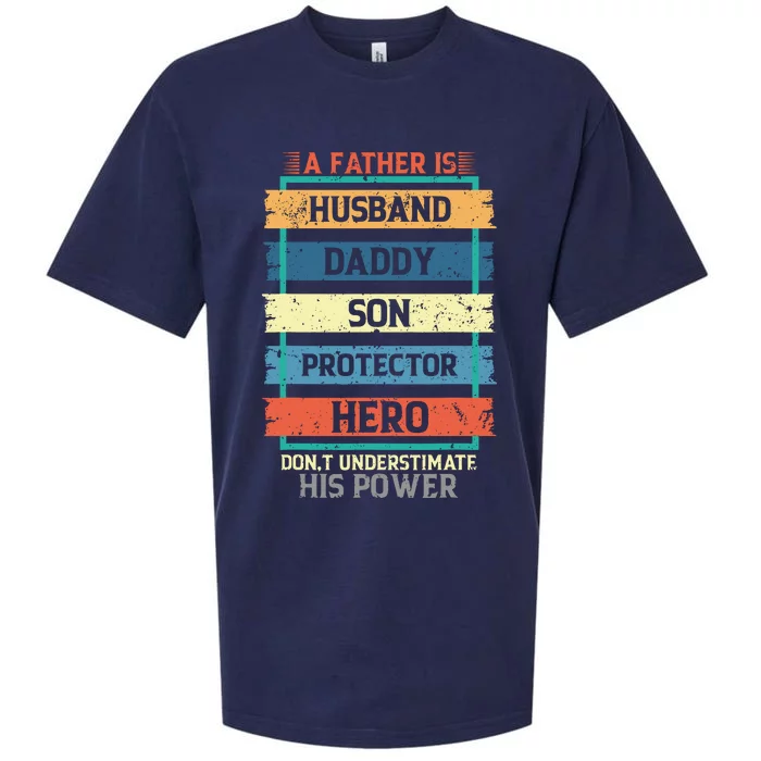 A Father Is Husband Daddy Son Protector Hero Fathers Day Sueded Cloud Jersey T-Shirt