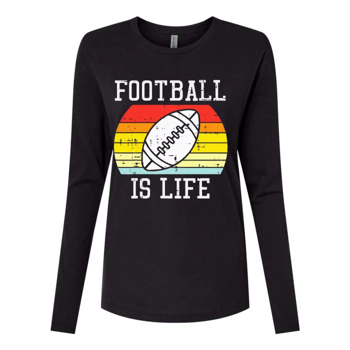 American Football Is Life Sunset Retro Sports Womens Cotton Relaxed Long Sleeve T-Shirt