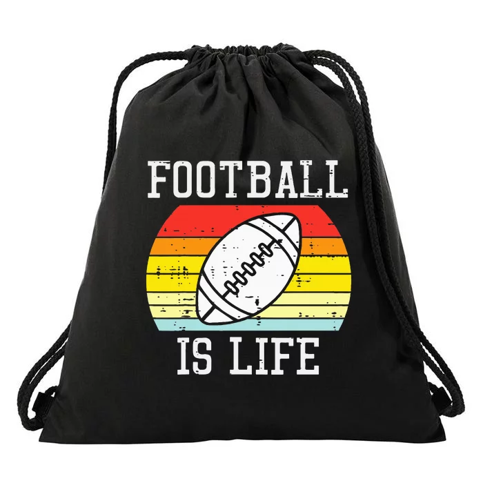 American Football Is Life Sunset Retro Sports Drawstring Bag