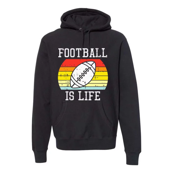 American Football Is Life Sunset Retro Sports Premium Hoodie