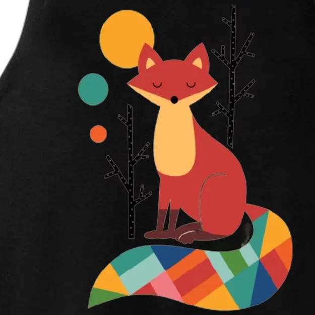 Abstract Fox Illustration Pattern Ladies Tri-Blend Wicking Tank