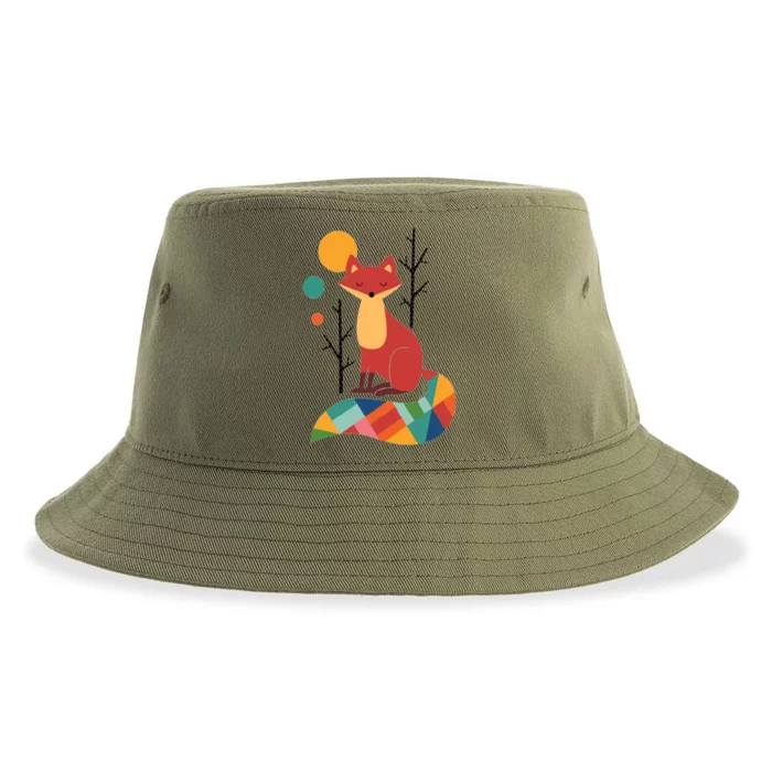 Abstract Fox Illustration Pattern Sustainable Bucket Hat