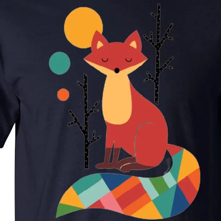 Abstract Fox Illustration Pattern Tall T-Shirt