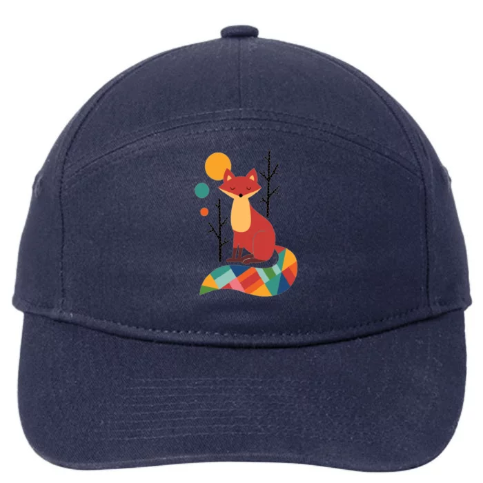 Abstract Fox Illustration Pattern 7-Panel Snapback Hat