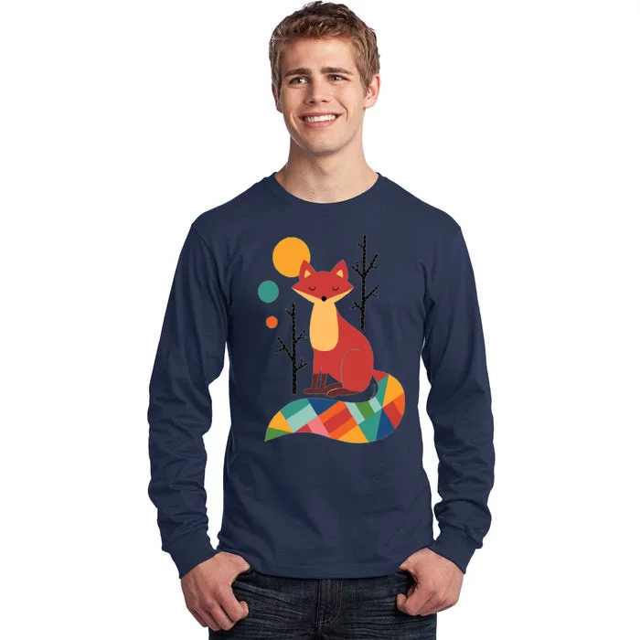 Abstract Fox Illustration Pattern Tall Long Sleeve T-Shirt