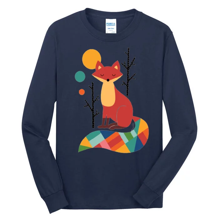 Abstract Fox Illustration Pattern Tall Long Sleeve T-Shirt