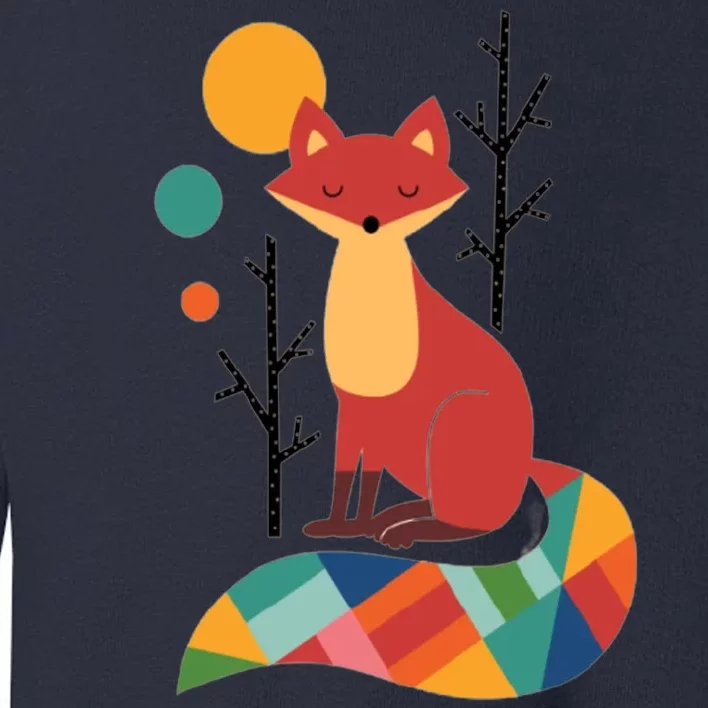 Abstract Fox Illustration Pattern Toddler Sweatshirt