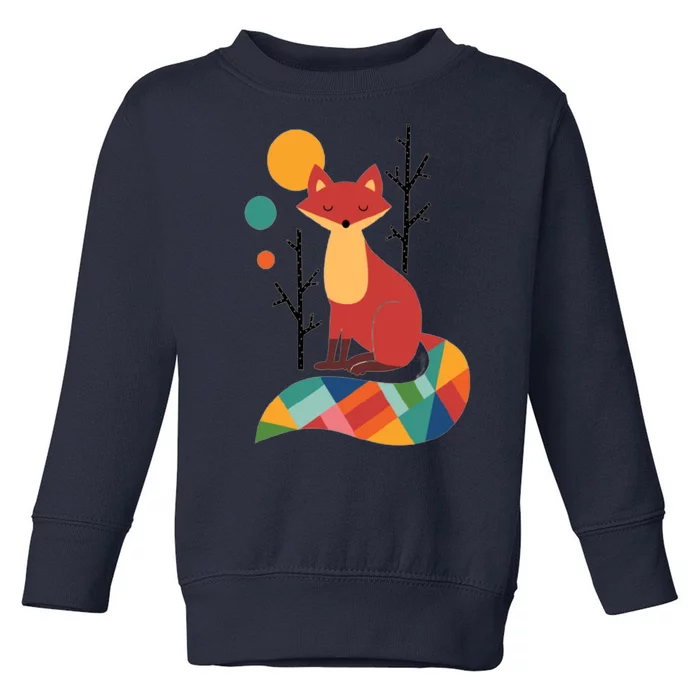 Abstract Fox Illustration Pattern Toddler Sweatshirt