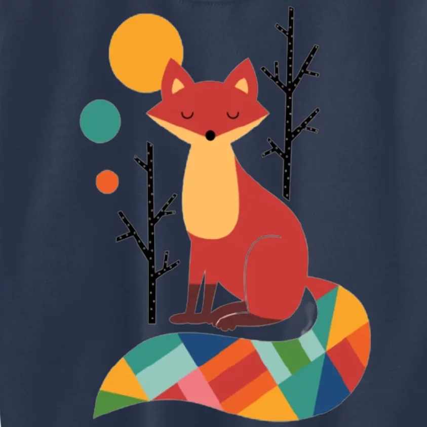 Abstract Fox Illustration Pattern Kids Sweatshirt