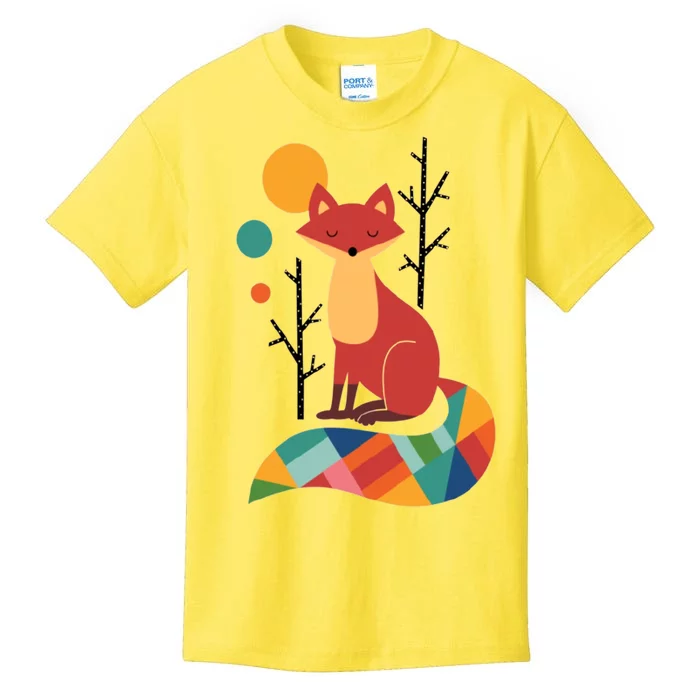 Abstract Fox Illustration Pattern Kids T-Shirt