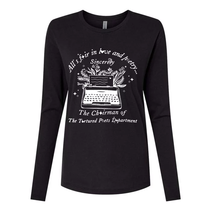 AllS Fair In Love & Poetry Funny Valentines Day Womens Cotton Relaxed Long Sleeve T-Shirt