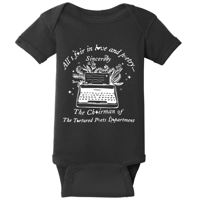 AllS Fair In Love & Poetry Funny Valentines Day Baby Bodysuit