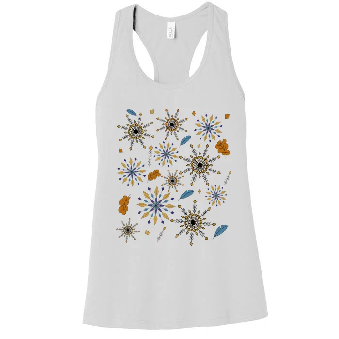 Autumn Fall Inspired Design Falling Leaves Nature Bird Women's Racerback Tank