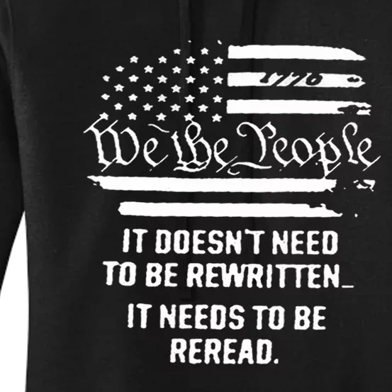 American Flag It Needs To Be Reread We The People (On Back) Women's Pullover Hoodie