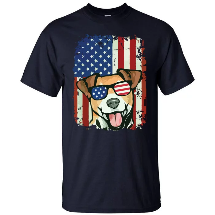 American Flag Jack Russell Terrier Tall T-Shirt