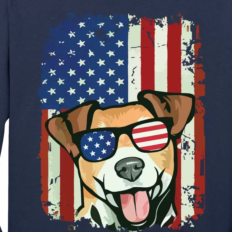 American Flag Jack Russell Terrier Tall Long Sleeve T-Shirt