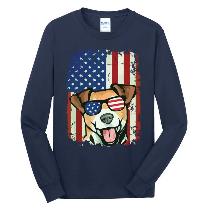 American Flag Jack Russell Terrier Tall Long Sleeve T-Shirt