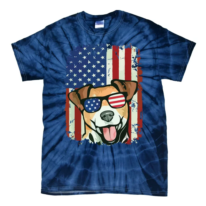 American Flag Jack Russell Terrier Tie-Dye T-Shirt