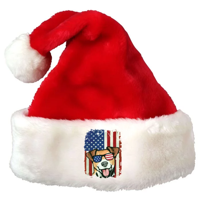 American Flag Jack Russell Terrier Premium Christmas Santa Hat