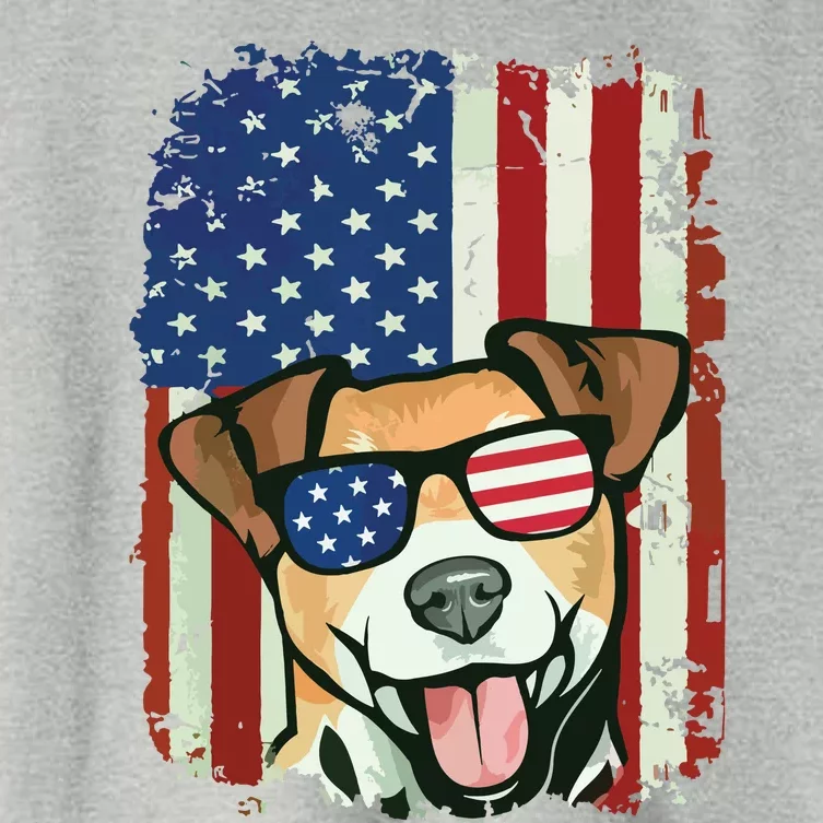 American Flag Jack Russell Terrier Women's Crop Top Tee