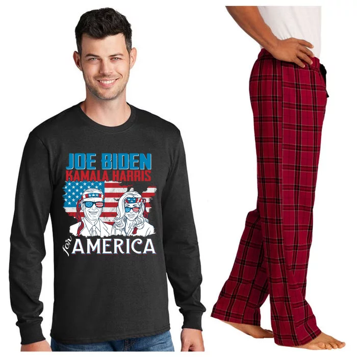 America Flag Joe Biden Kamala Harris Merica 4th Of July Cool Gift Long Sleeve Pajama Set