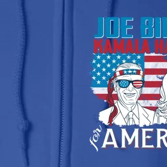 America Flag Joe Biden Kamala Harris Merica 4th Of July Cool Gift Full Zip Hoodie