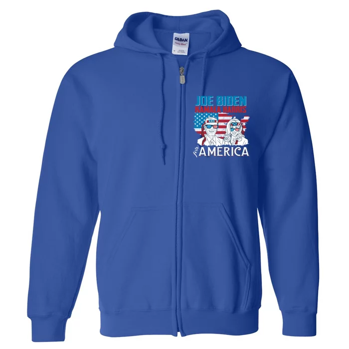 America Flag Joe Biden Kamala Harris Merica 4th Of July Cool Gift Full Zip Hoodie