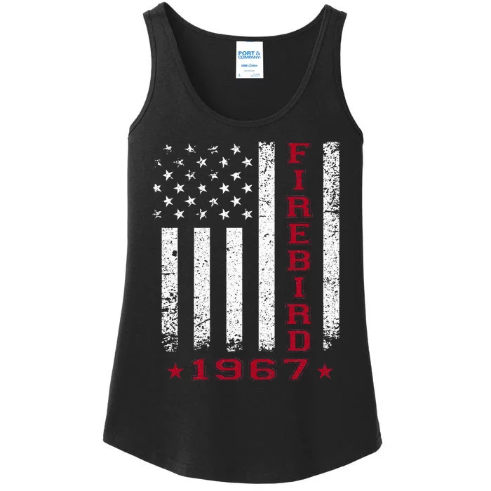 American Flag Jersey Style Firebird 67 1967 Muscle Car Ladies Essential Tank