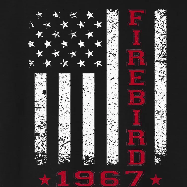 American Flag Jersey Style Firebird 67 1967 Muscle Car Women's Crop Top Tee